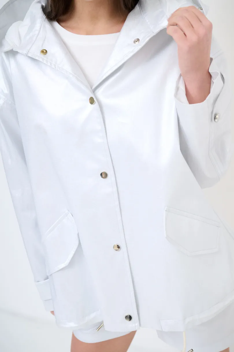 Sale KIKISIX PARKA CORTO LAMINATO ARGENTO