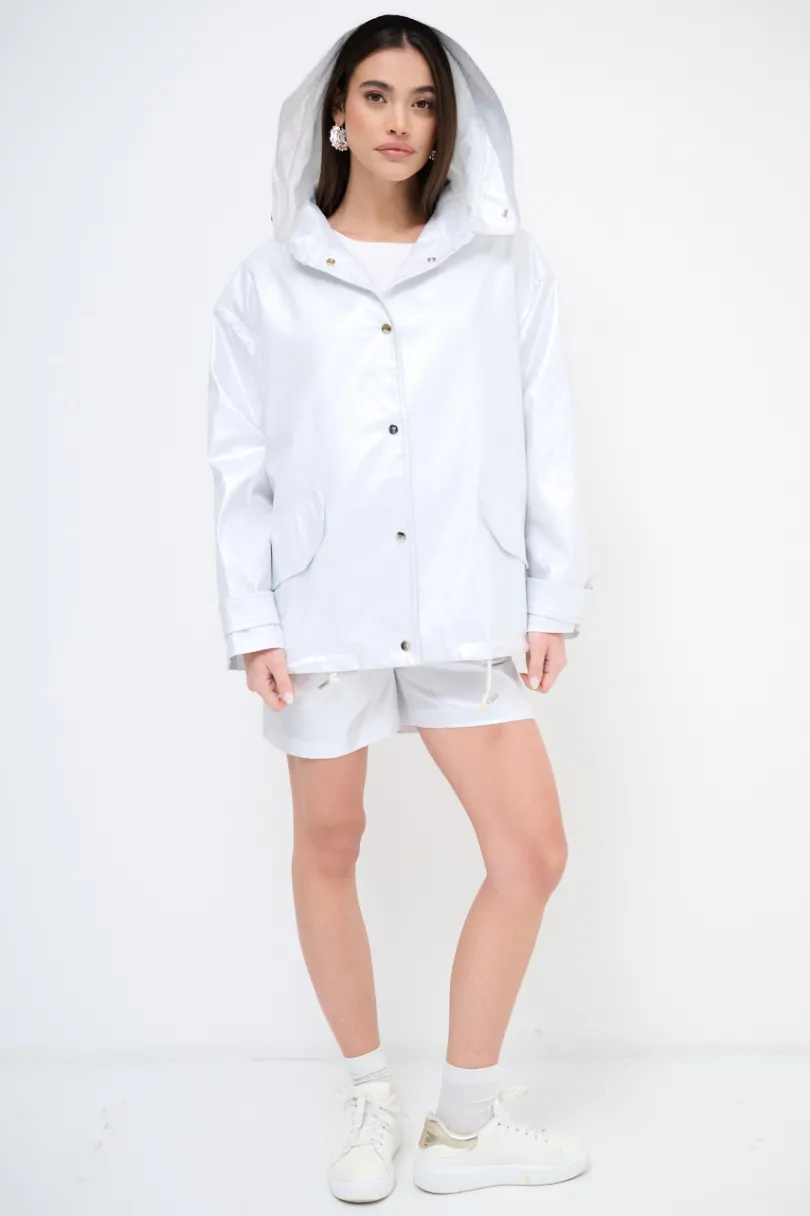 Sale KIKISIX PARKA CORTO LAMINATO ARGENTO