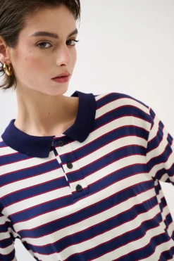 Fashion KIKISIX POLO CROP CON SPACCHI A RIGHE M/MANICA