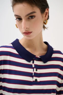 Fashion KIKISIX POLO CROP CON SPACCHI A RIGHE M/MANICA