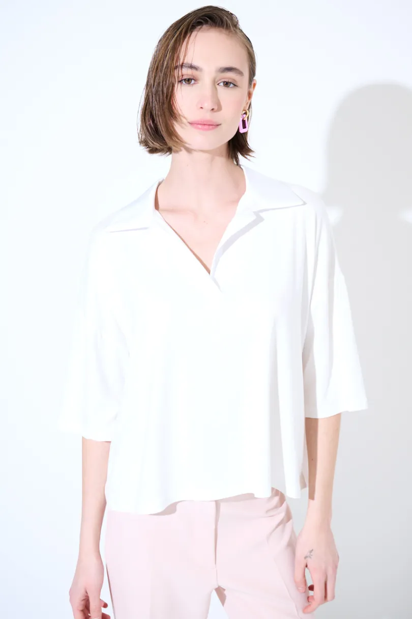 Fashion KIKISIX POLO CROP MANICA CORTA BIANCO