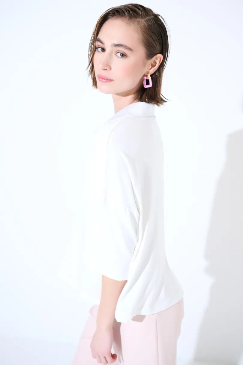 Fashion KIKISIX POLO CROP MANICA CORTA BIANCO