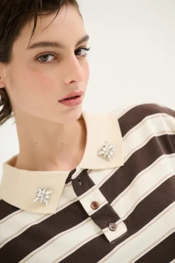 New KIKISIX POLO MANICA 3/4 RIGA MORO