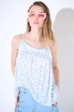 Online KIKISIX TOP CANOTTA CON LACCIO DT CELESTE