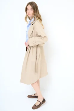 New KIKISIX TRENCH CLASSICO CON CINTURA E FODERA RIGA BEIGE