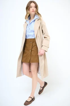 New KIKISIX TRENCH CLASSICO CON CINTURA E FODERA RIGA BEIGE