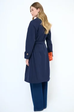 Online KIKISIX TRENCH CLASSICO CON CINTURA E FODERA RIGA BLU