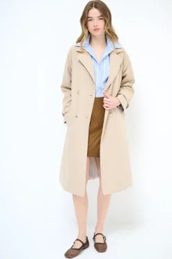 New KIKISIX TRENCH CLASSICO CON CINTURA E FODERA RIGA BEIGE