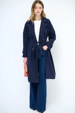Online KIKISIX TRENCH CLASSICO CON CINTURA E FODERA RIGA BLU
