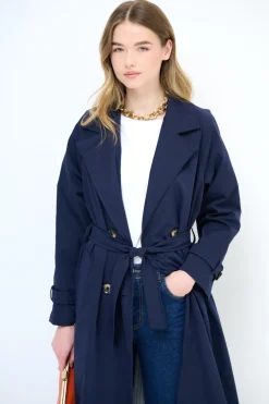 Online KIKISIX TRENCH CLASSICO CON CINTURA E FODERA RIGA BLU