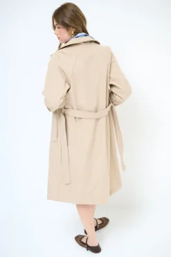 New KIKISIX TRENCH CLASSICO CON CINTURA E FODERA RIGA BEIGE