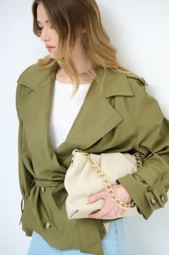 Best KIKISIX TRENCH CORTO OVERSIZE NYLON MOSSO ARMY