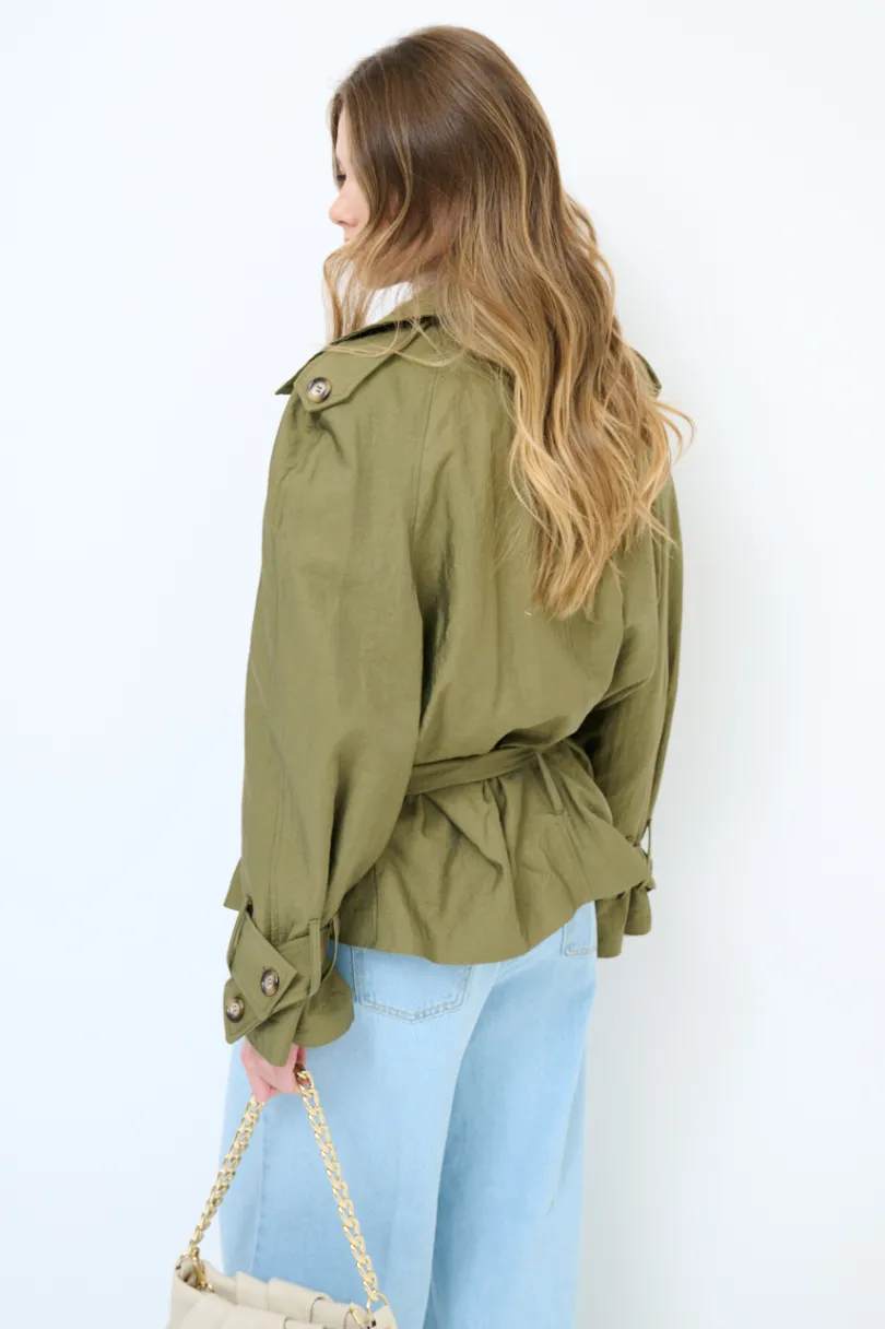 Best KIKISIX TRENCH CORTO OVERSIZE NYLON MOSSO ARMY