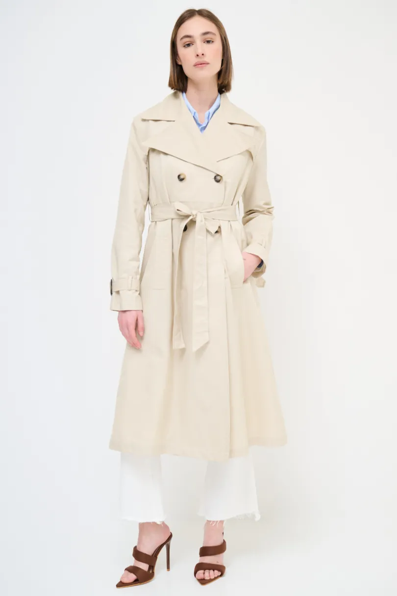 Clearance KIKISIX TRENCH LUNGO BOTTONI DT. BEIGE