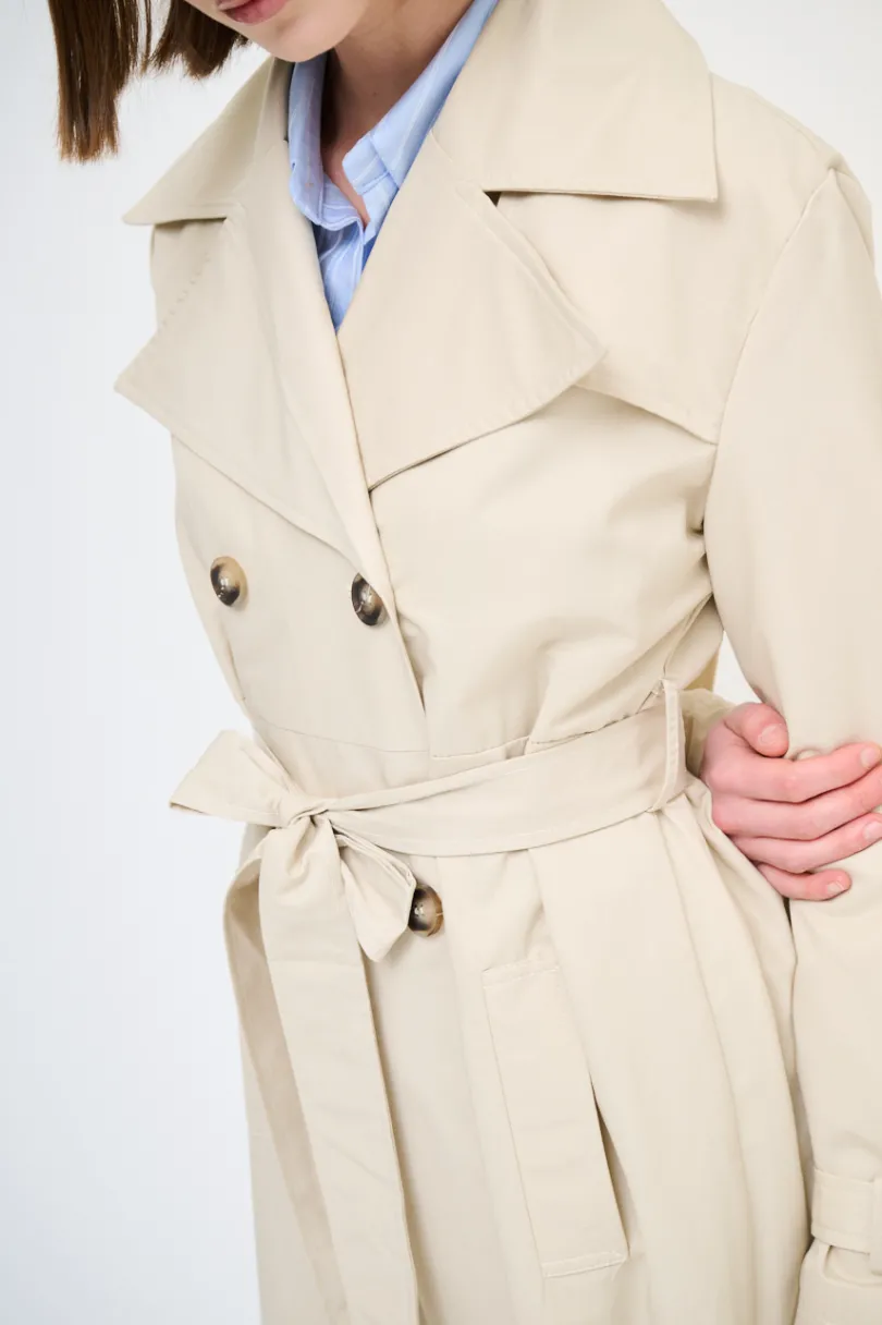 Clearance KIKISIX TRENCH LUNGO BOTTONI DT. BEIGE