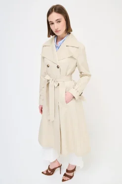 Clearance KIKISIX TRENCH LUNGO BOTTONI DT. BEIGE