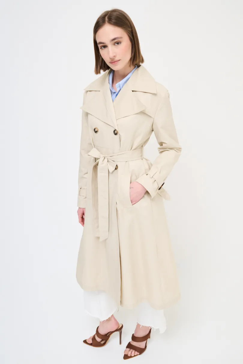Clearance KIKISIX TRENCH LUNGO BOTTONI DT. BEIGE