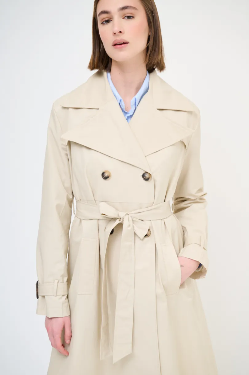 Clearance KIKISIX TRENCH LUNGO BOTTONI DT. BEIGE