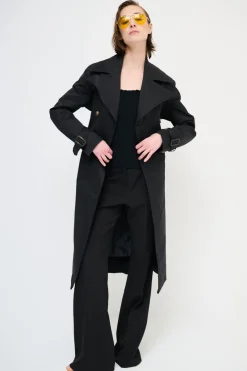 Hot KIKISIX TRENCH LUNGO BOTTONI DT. NERO