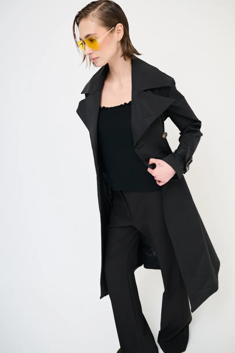 Hot KIKISIX TRENCH LUNGO BOTTONI DT. NERO