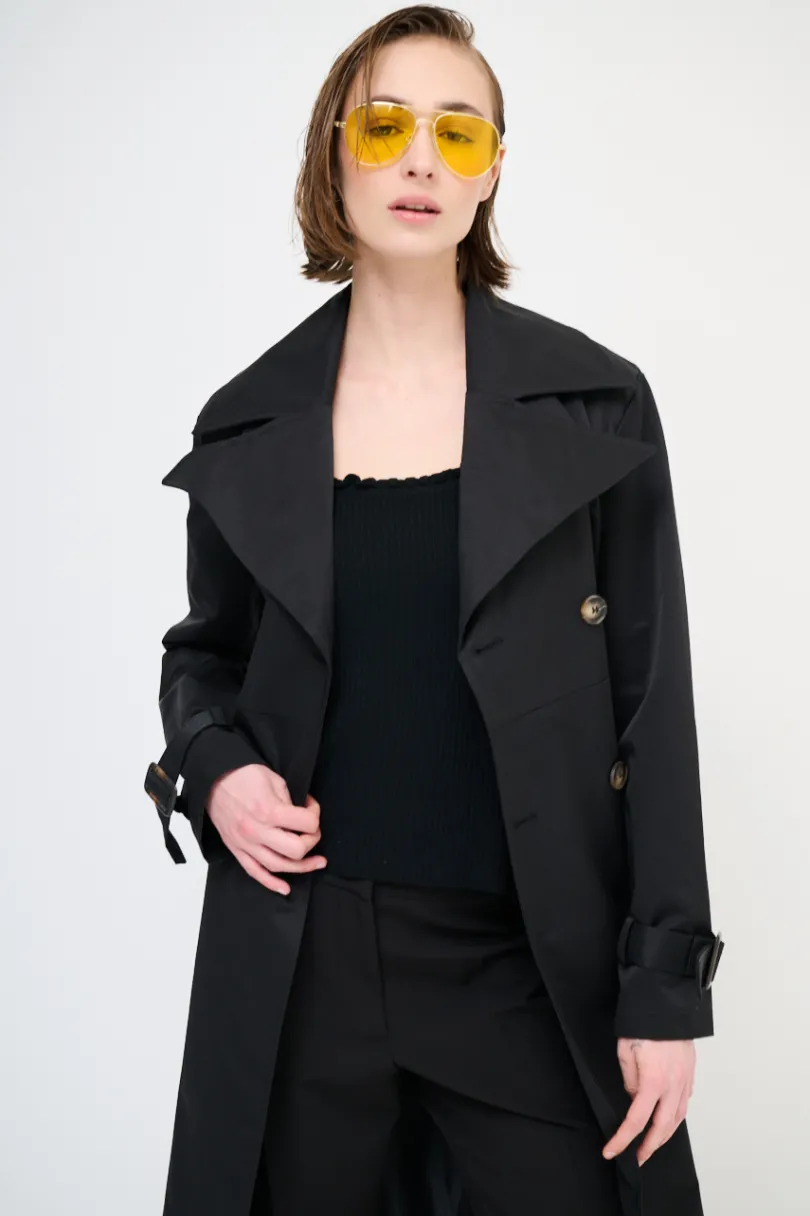 Hot KIKISIX TRENCH LUNGO BOTTONI DT. NERO