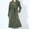 Outlet KIKISIX TRENCH LUNGO BOTTONI DT. VERDE MILITARE