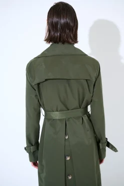 Outlet KIKISIX TRENCH LUNGO BOTTONI DT. VERDE MILITARE