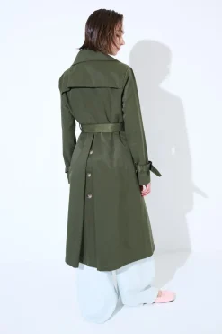 Outlet KIKISIX TRENCH LUNGO BOTTONI DT. VERDE MILITARE