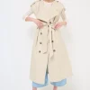 Online KIKISIX TRENCH LUNGO SMANICATO SENZA COLLO BEIGE