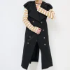 Fashion KIKISIX TRENCH LUNGO SMANICATO SENZA COLLO NERO