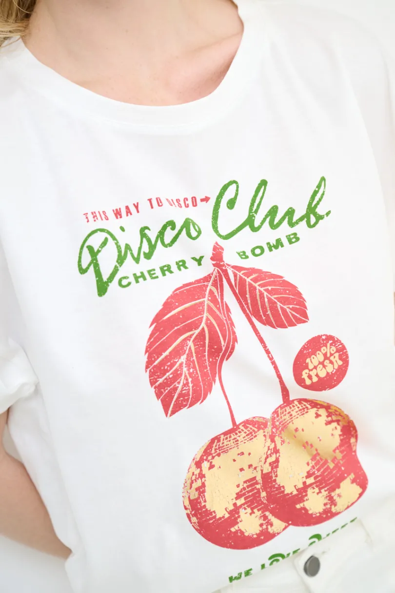 Outlet KIKISIX T-SHIRT CHERRY BOMB BIANCO