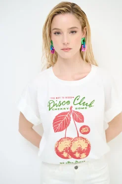 Outlet KIKISIX T-SHIRT CHERRY BOMB BIANCO
