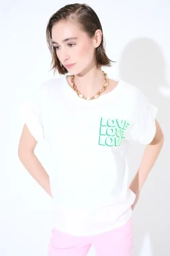 Discount KIKISIX T-SHIRT DOPPIA STAMPA LOVE VERDE