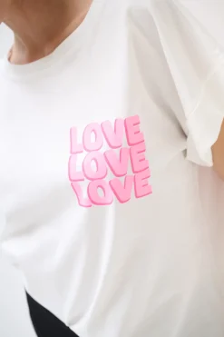 Outlet KIKISIX T-SHIRT DOPPIA STAMPA LOVE FUXIA