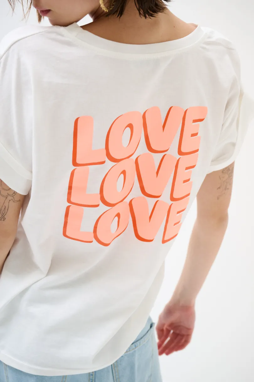 Online KIKISIX T-SHIRT DOPPIA STAMPA LOVE ARANCIO