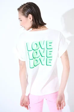 Discount KIKISIX T-SHIRT DOPPIA STAMPA LOVE VERDE
