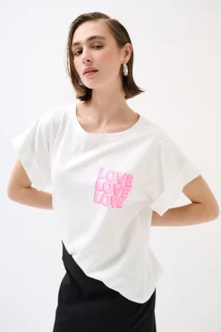 Outlet KIKISIX T-SHIRT DOPPIA STAMPA LOVE FUXIA