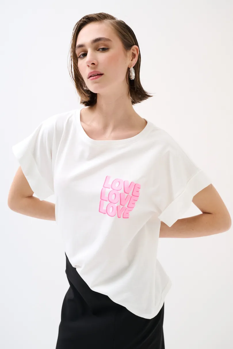 Outlet KIKISIX T-SHIRT DOPPIA STAMPA LOVE FUXIA