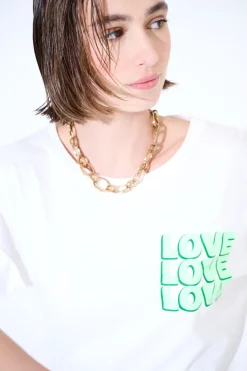 Discount KIKISIX T-SHIRT DOPPIA STAMPA LOVE VERDE