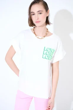 Discount KIKISIX T-SHIRT DOPPIA STAMPA LOVE VERDE