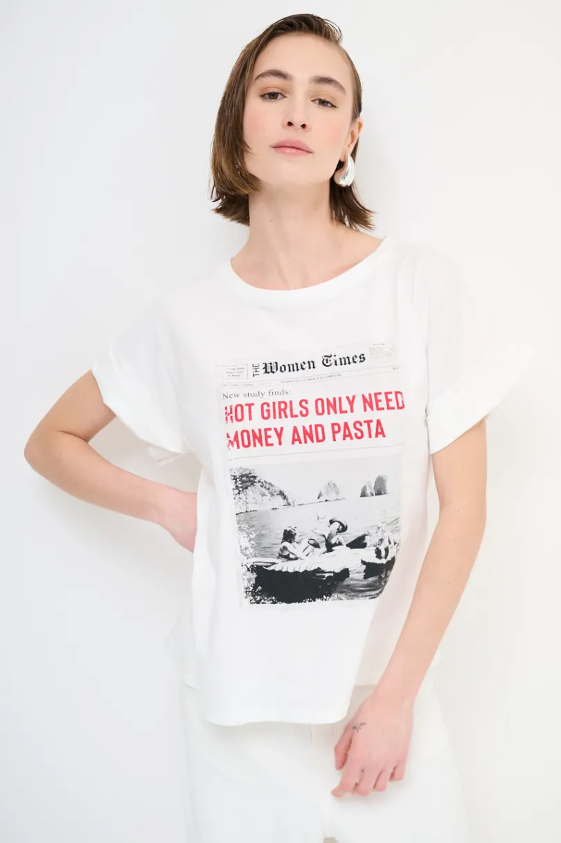 Clearance KIKISIX T-SHIRT GIORNALE BIANCO