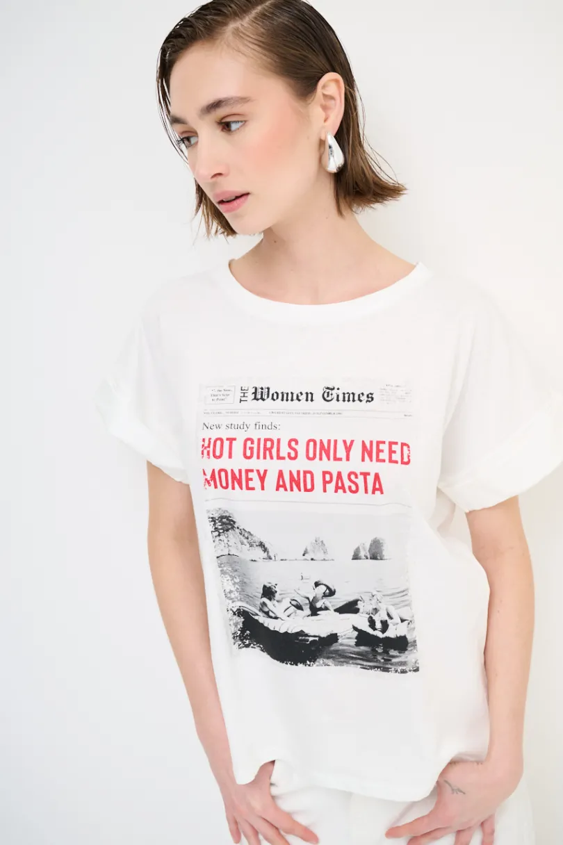 Clearance KIKISIX T-SHIRT GIORNALE BIANCO