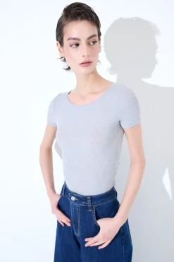 Clearance KIKISIX T-SHIRT MANICA CORTA BASICO SETA PERLA