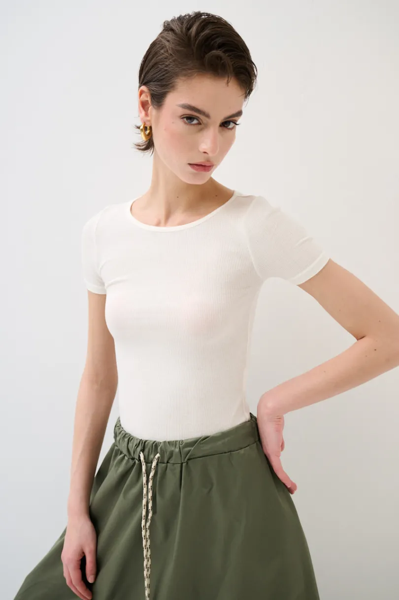 Online KIKISIX T-SHIRT MANICA CORTA BASICO SETA PANNA