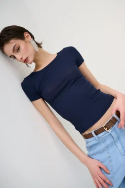 Clearance KIKISIX T-SHIRT MANICA CORTA BASICO SETA BLU