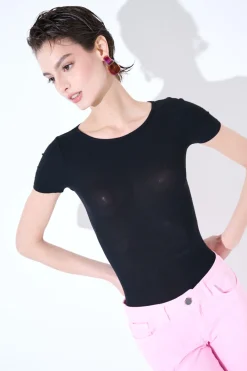 Best KIKISIX T-SHIRT MANICA CORTA BASICO SETA NERO