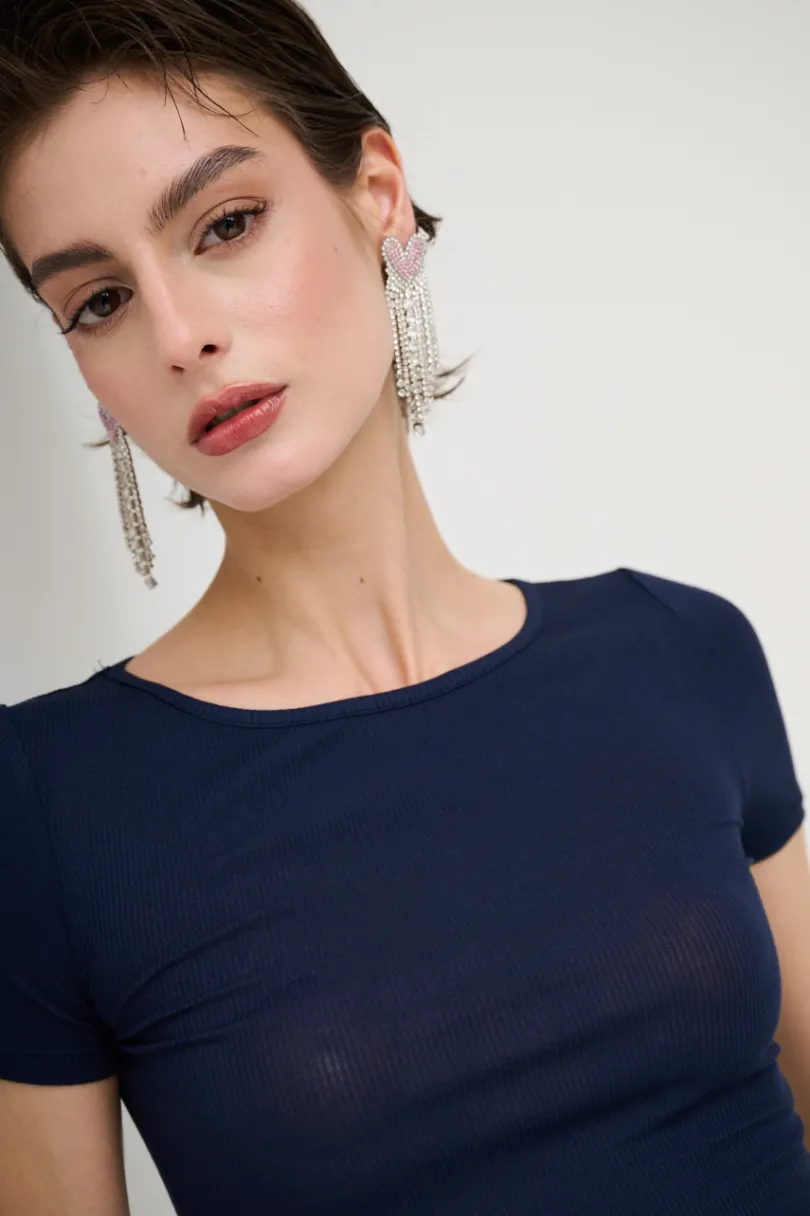 Clearance KIKISIX T-SHIRT MANICA CORTA BASICO SETA BLU