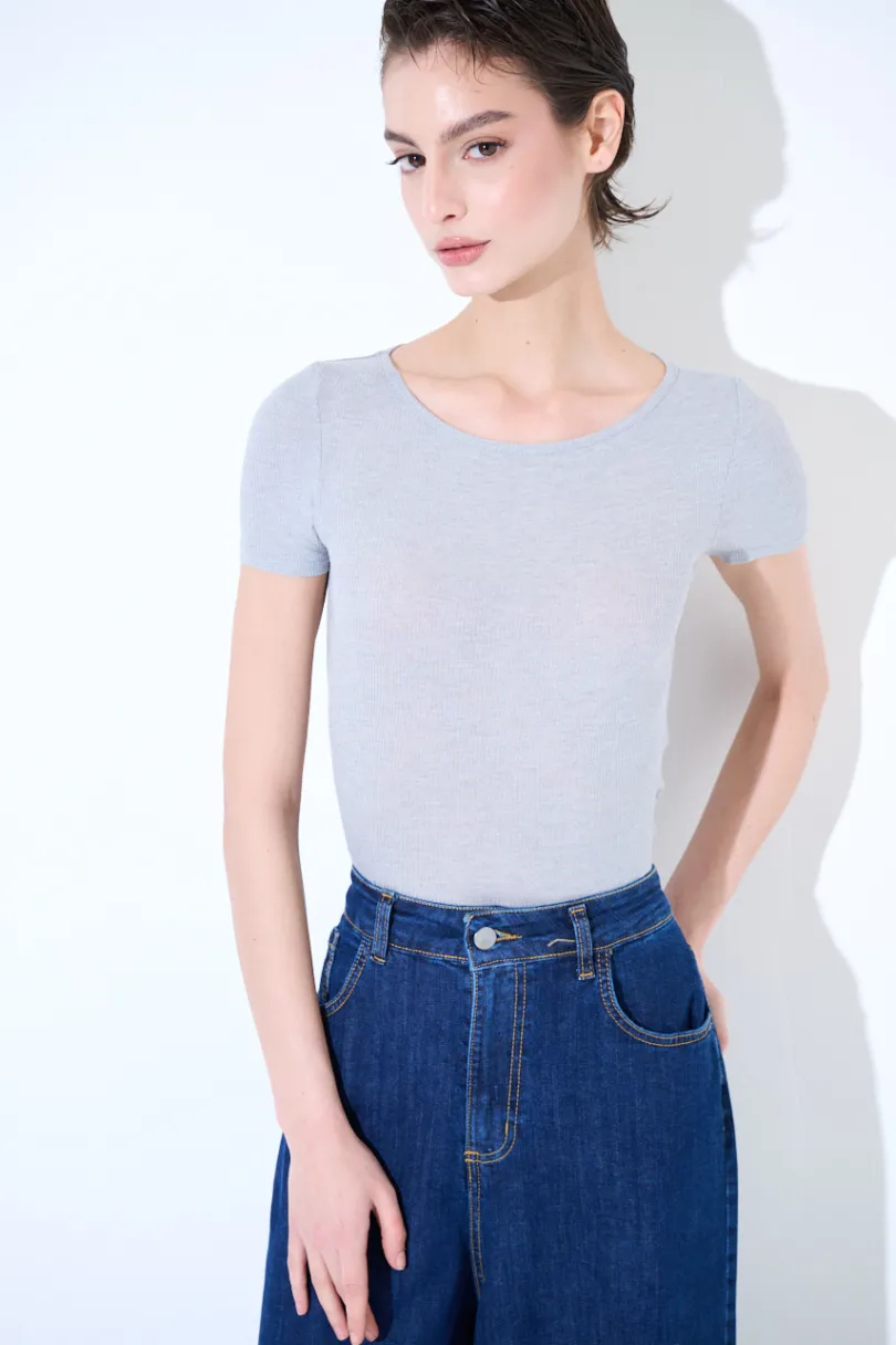 Clearance KIKISIX T-SHIRT MANICA CORTA BASICO SETA PERLA