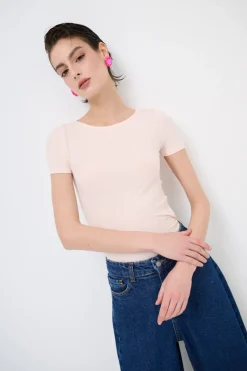 Outlet KIKISIX T-SHIRT MANICA CORTA BASICO SETA ROSA