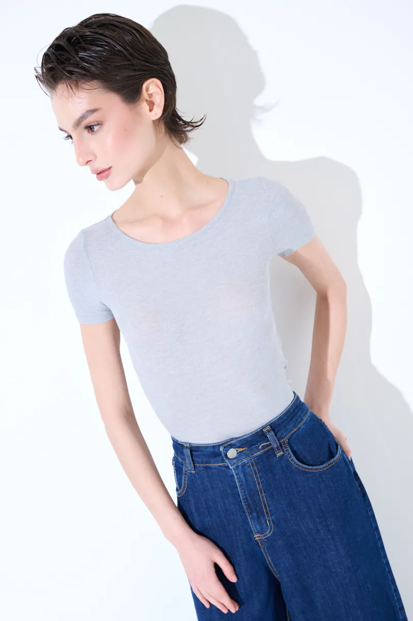 Clearance KIKISIX T-SHIRT MANICA CORTA BASICO SETA PERLA